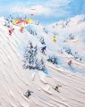 Skier on Snowy Mountain Wall Art Sport White Snow Skiing Cottage by Knife